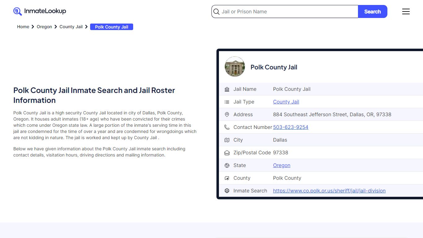 Polk County Jail Inmate Search - Dallas Oregon - Inmate Lookup